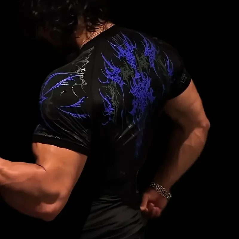 

Exercise men's T-shirt, casual black quick-dry moisture-wicking, round neck short sleeves suitable for gym sports running.