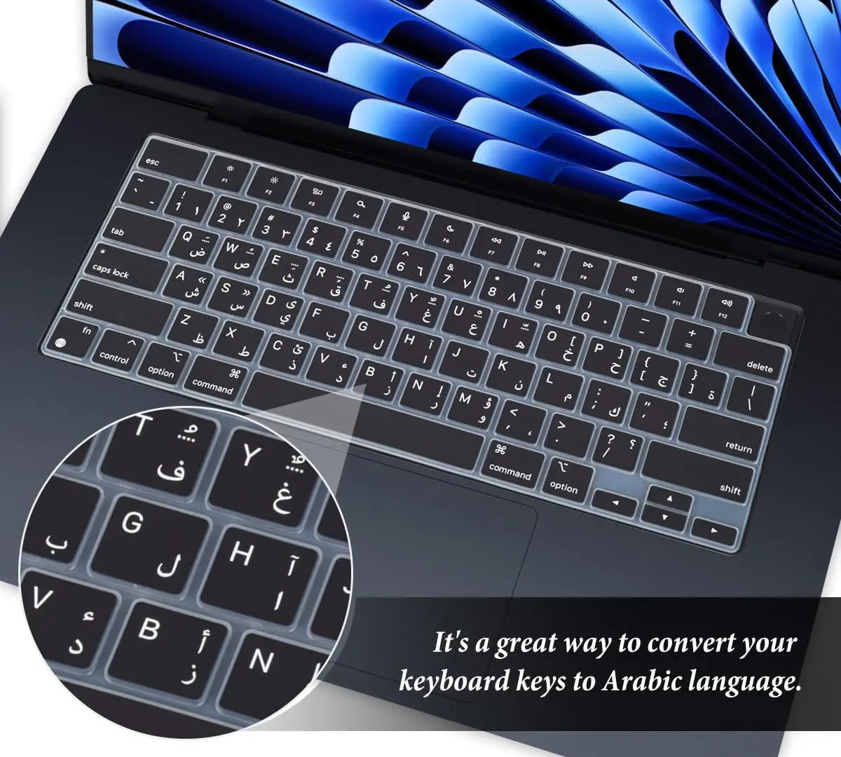Arabic Keyboard Cover Skin for Apple 2022-2026 MacBook air Air 13.6 inch M5 M4 M3 M2 chip air 15.3 Neo 13