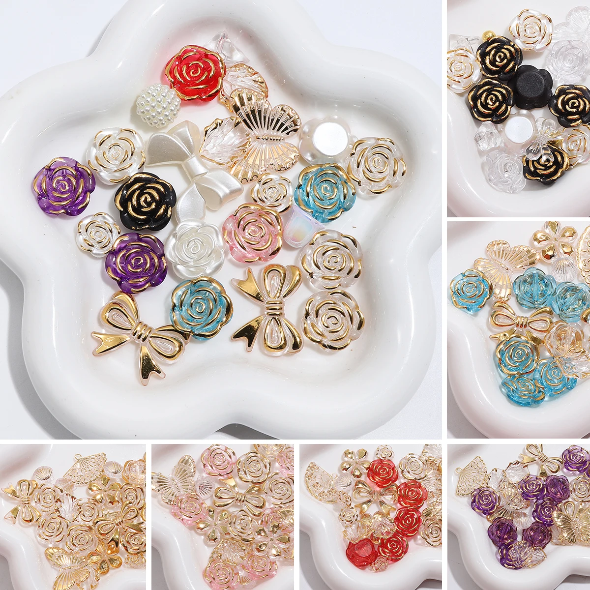 

Flower Rose Acrylic Beads DIY 20/40g Mixed Colors Beads for Bracelets Necklaces Earrings Jewelry Making Handmade Accessories