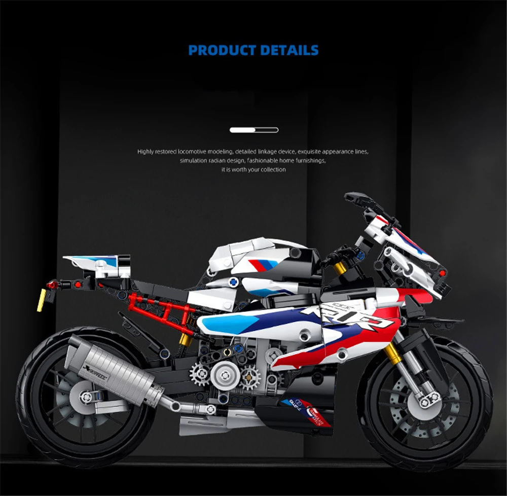 Techniczne klocki do budowy motocykli Ducati Moto Racing Motocykl Pojazd miejski Klocki MOC Zestawy modeli Zabawki konstrukcyjne dla dzieci