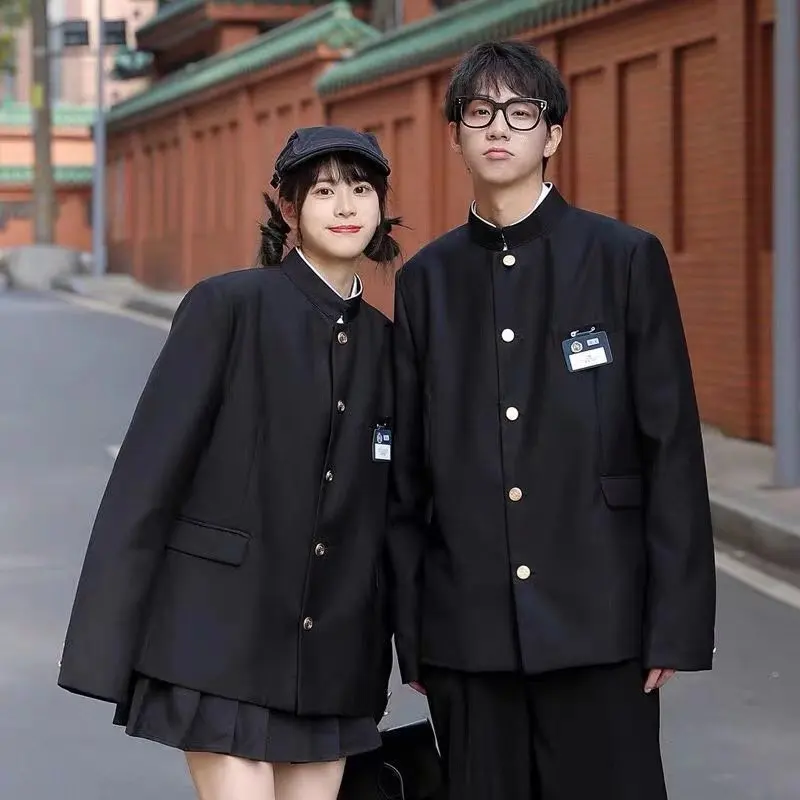 Dk Uniform Suit Men School Uniforms Black Jacket Top Japanese School Jacket Spring Summer New Coat Male Streetwear Mao Suit