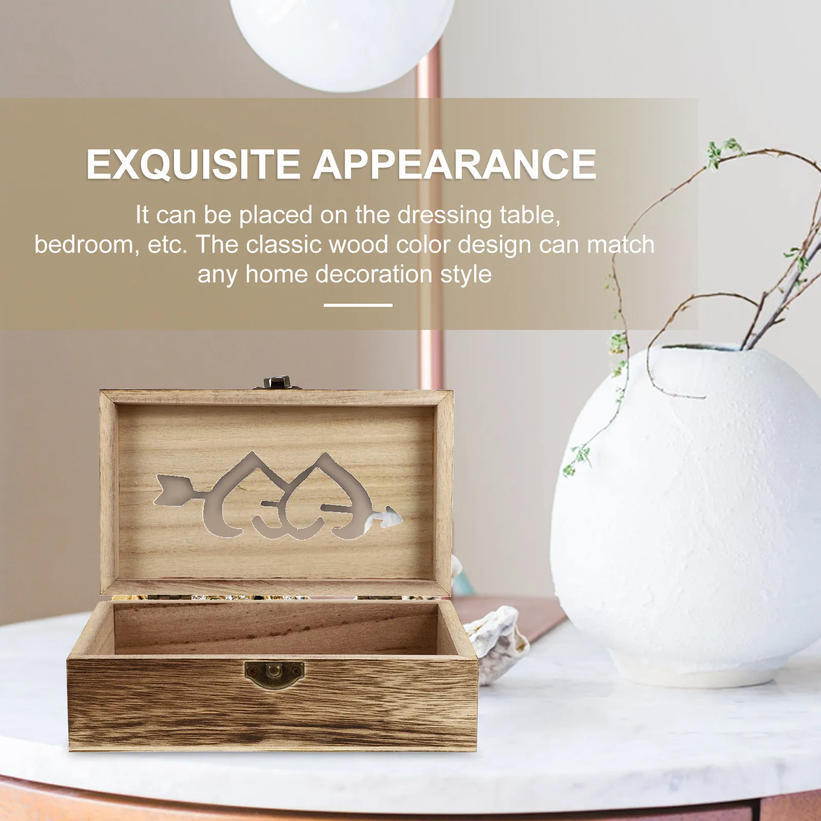 

Деревянная шкатулка для украшений: органайзер для колец, серег и браслетов, компактный настольный дисплей для спальни и туалетного столика, подарочный футляр