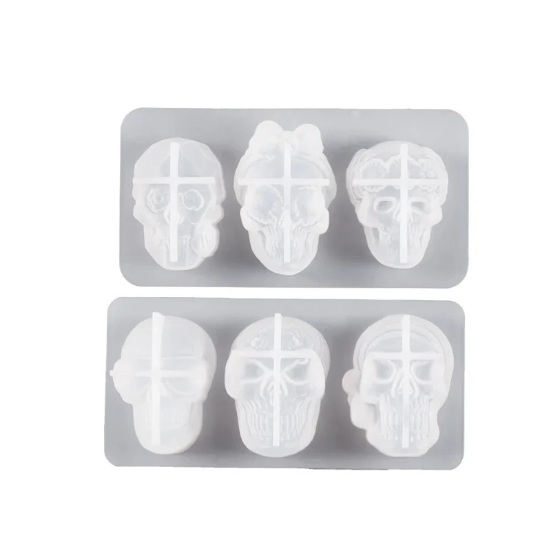 قالب الهالوين على شكل جمجمة الروائح شمعة قالب من السيليكون الراتنج الكريستال DIY بها بنفسك جمجمة صغيرة قلادة المفاتيح قوالب الإكسسوارات