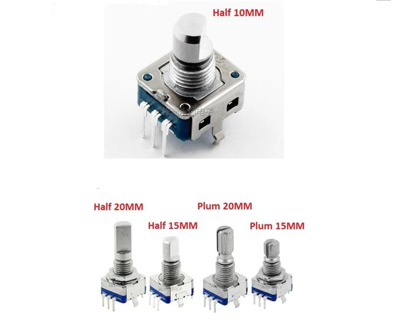 Free Ship 5PCS EC11 Potentiometer Rotary Encoder / Coding / Digital Potentiometer 5 Pin 15MM 20mm Adjustable Plum Handle