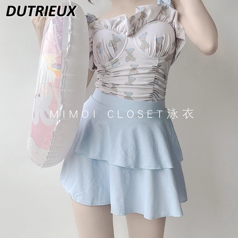 New Printed Pure Desire Lolita costume da bagno a due pezzi da ragazza carina giapponese da donna Seaside Hot Spring dolce costume da bagno da bagno