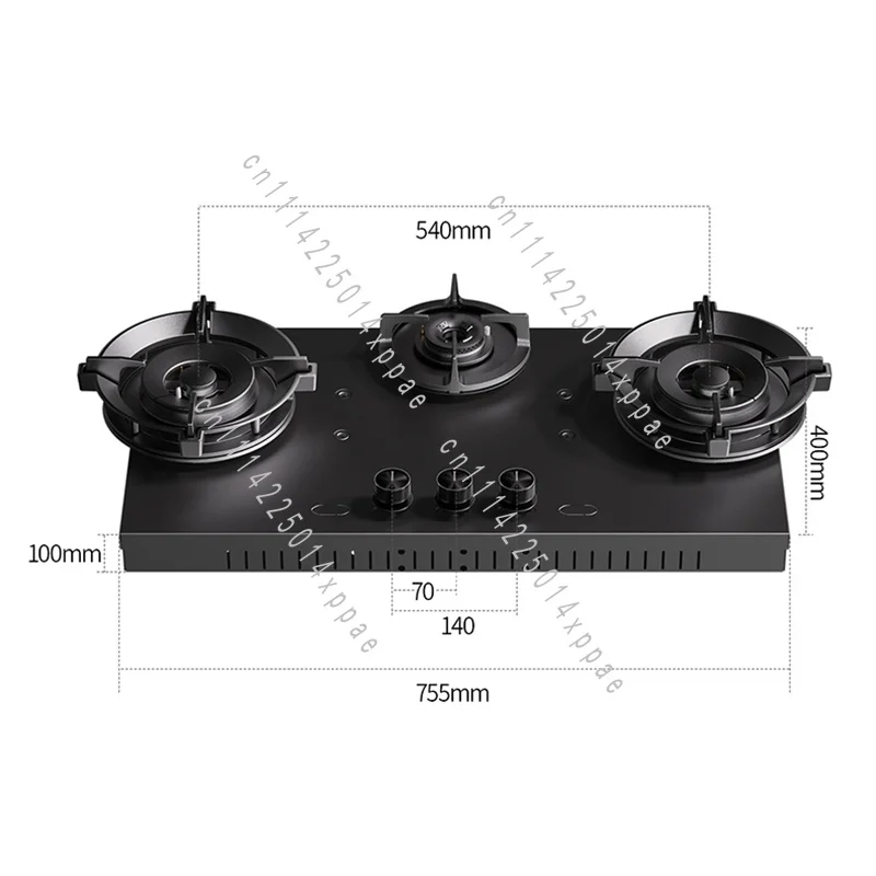 3 Burner 5.2kw Copper Flame Fault Protection Panel - Can Be Used in Custom Kitchens Premium Built-in Gas Cooker
