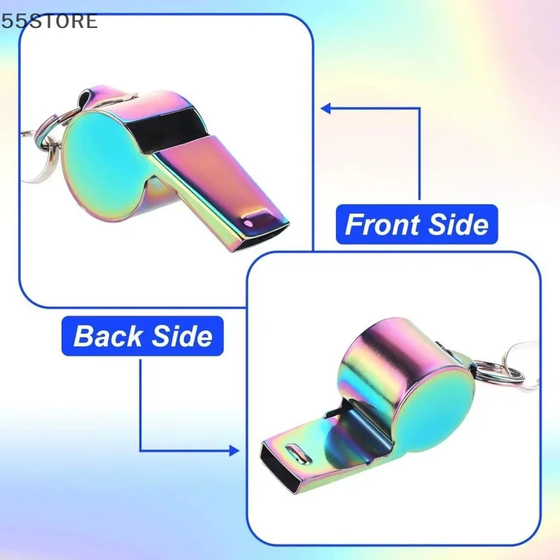 

1Pcs Stainless Steel Whistle With Lanyard Sports Colorful Whistle Loud Crisp Sound Whistle For Referee Official