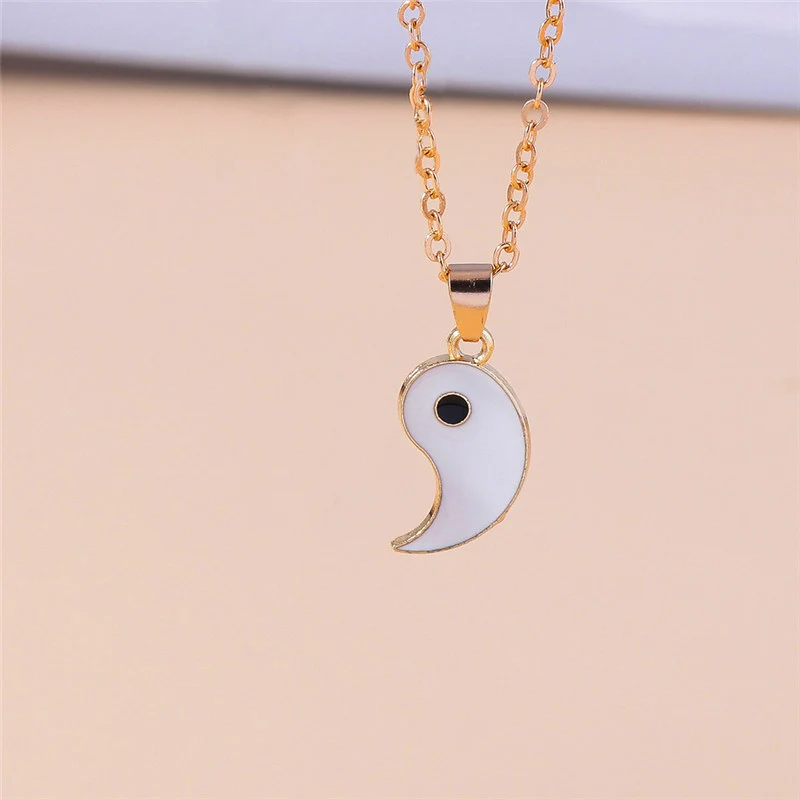 Aihua Heißer Verkauf Emaille Yin Yang Tai Chi Halskette für Frauen Männer Geburtstag Geschenk BFF Beste Freunde Paar Passenden Anhänger Halskette – Detail 3