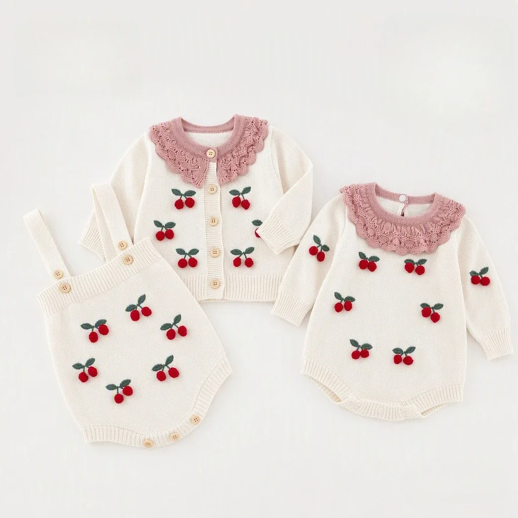 0-24M Newborn Kid Baby Girl Knit Romper Winter Sweater Warm Clothes Long Sleeve Thick Bodysuit Cute Princess Outfit Knitwear