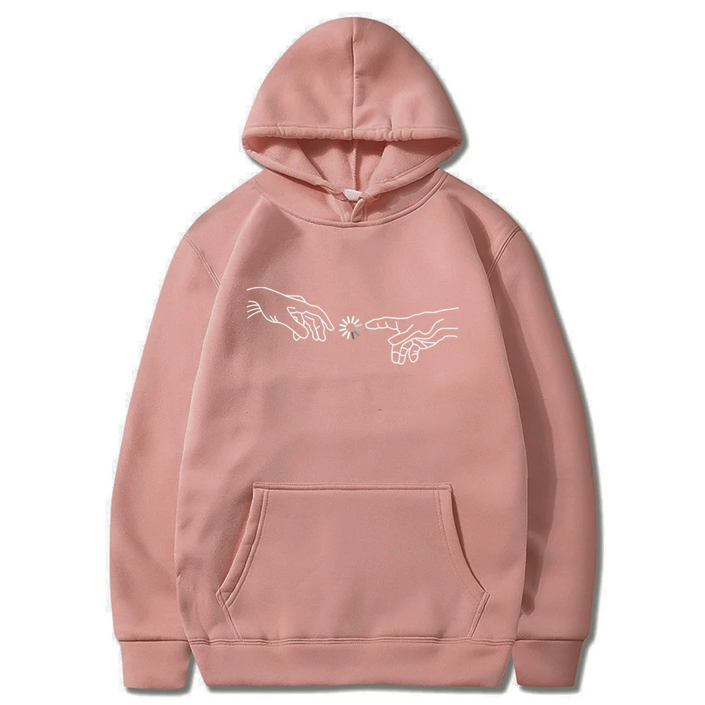 Hoodie Hangat Putih Lembut Gambar Dicetak Semua Cocok Saku Rekreasi Pullover Pria/Wanita Uniseks Trendi Mode Pakaian Streetwear