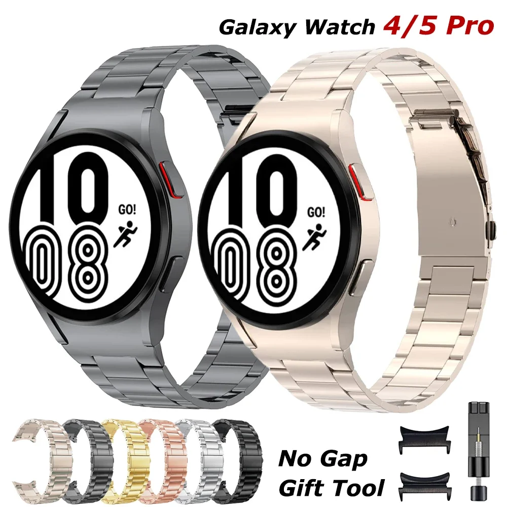 No Gap Band for Samsung Galaxy Watch 5 40mm 44mm pro 45mm Curved Solid Metal Stainless Steel Strap for watch4 Classic 46mm 42mm