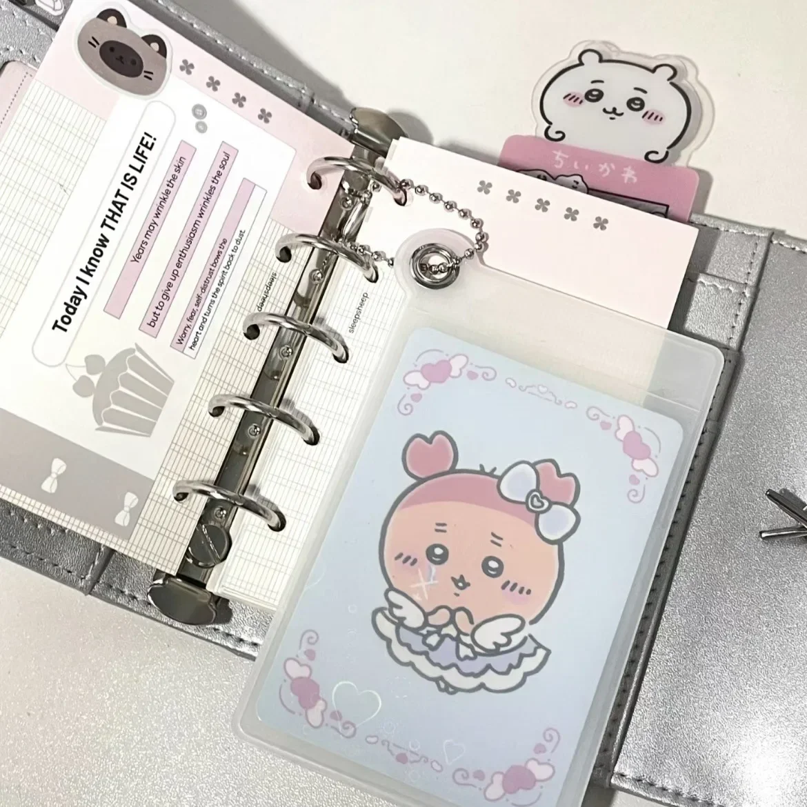 Flash Silver M5 Loose-leaf Handbook Girls Pocket Notebook Portable Planner Leather Card Storage Book Notebooks and Journals