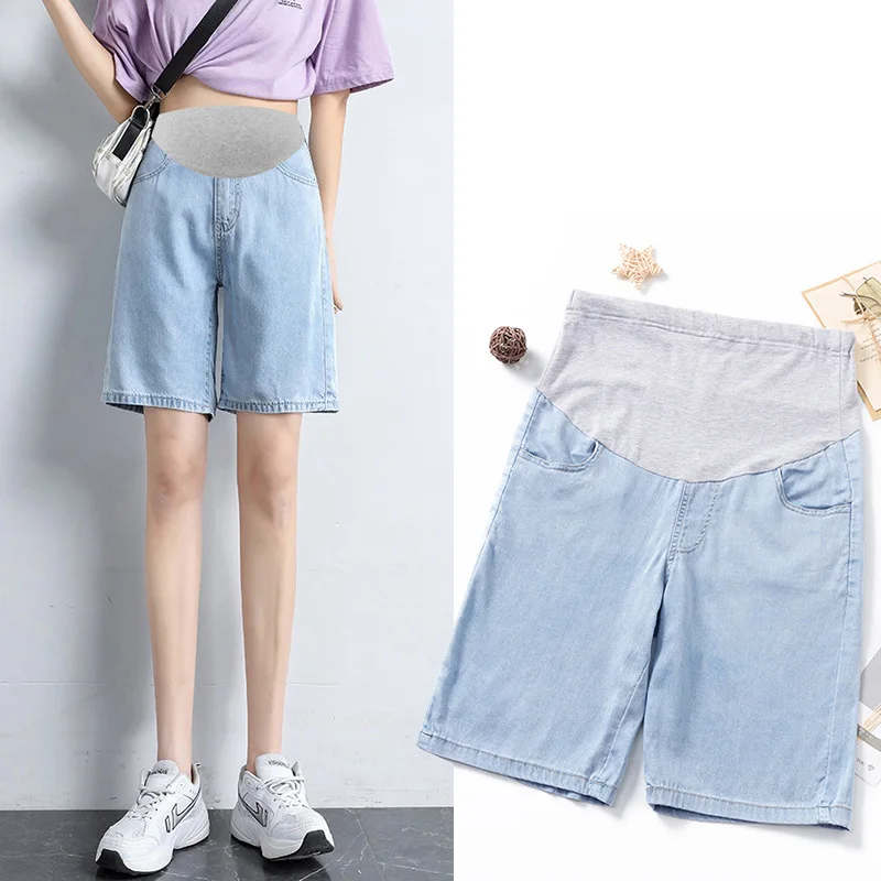 

Maternity Jeans Belly Shorts Summer Pregnant Women Denim High Waist Support Trousers Pants Pregnancy Clothing Clothes