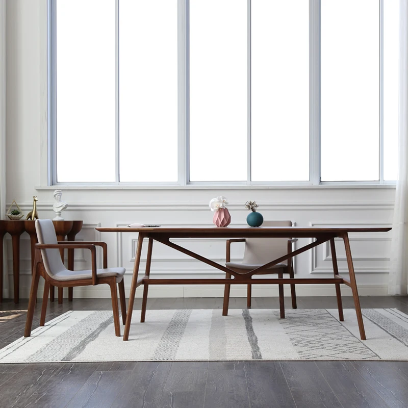 Black walnut dining table Nordic simplicity, eating table dining table