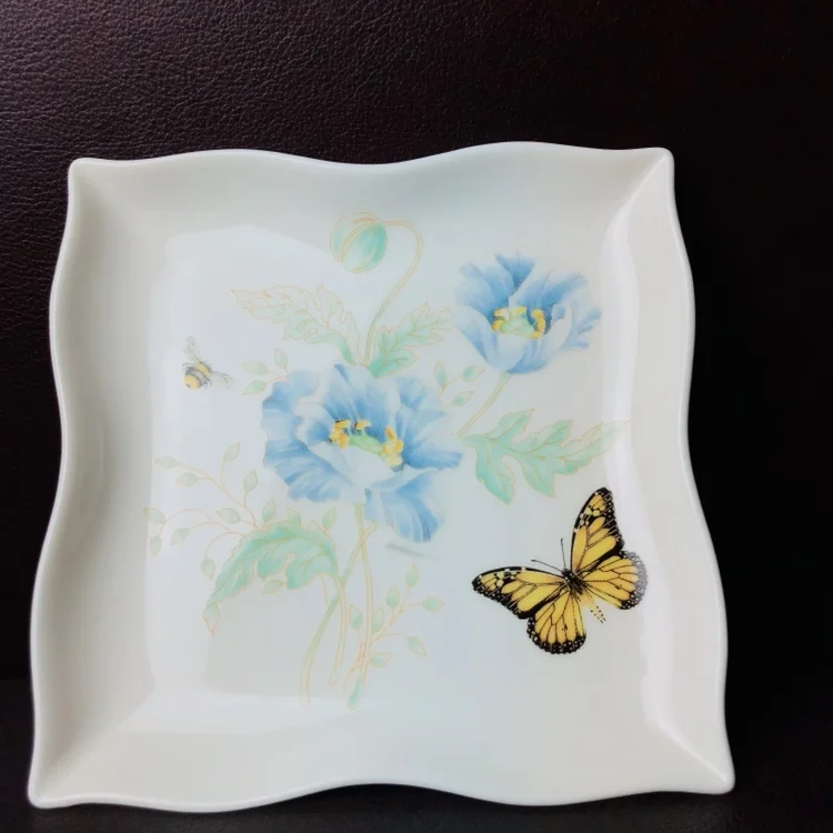 American tableware, butterfly love flower salad plate, western plate, heart-shaped plate, sealed jar, rectangular plate.