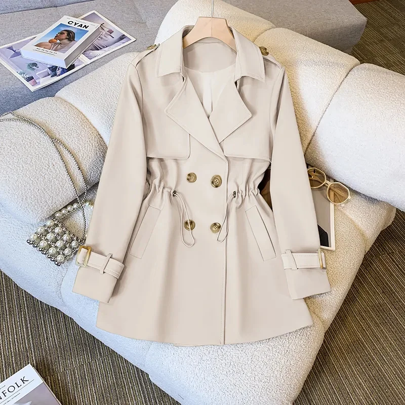 Women Trench Coat 2025Spring Autumn Windbreaker Female Mid-long Double-Breasted Jacket Basic Coat Female Outwear Gabardina Mujer