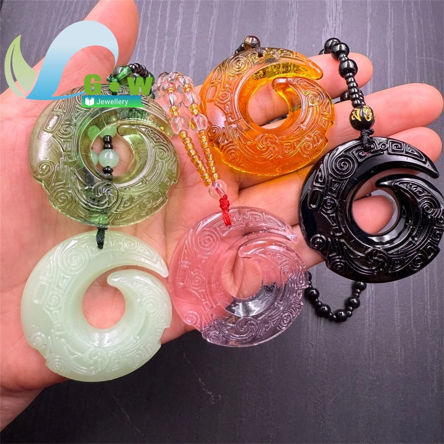 Fortune Turning Afghan Jade Pendant Versatile Sweater Chain Scenic Spot Hot Selling White Jade Turn Around Luck Necklace