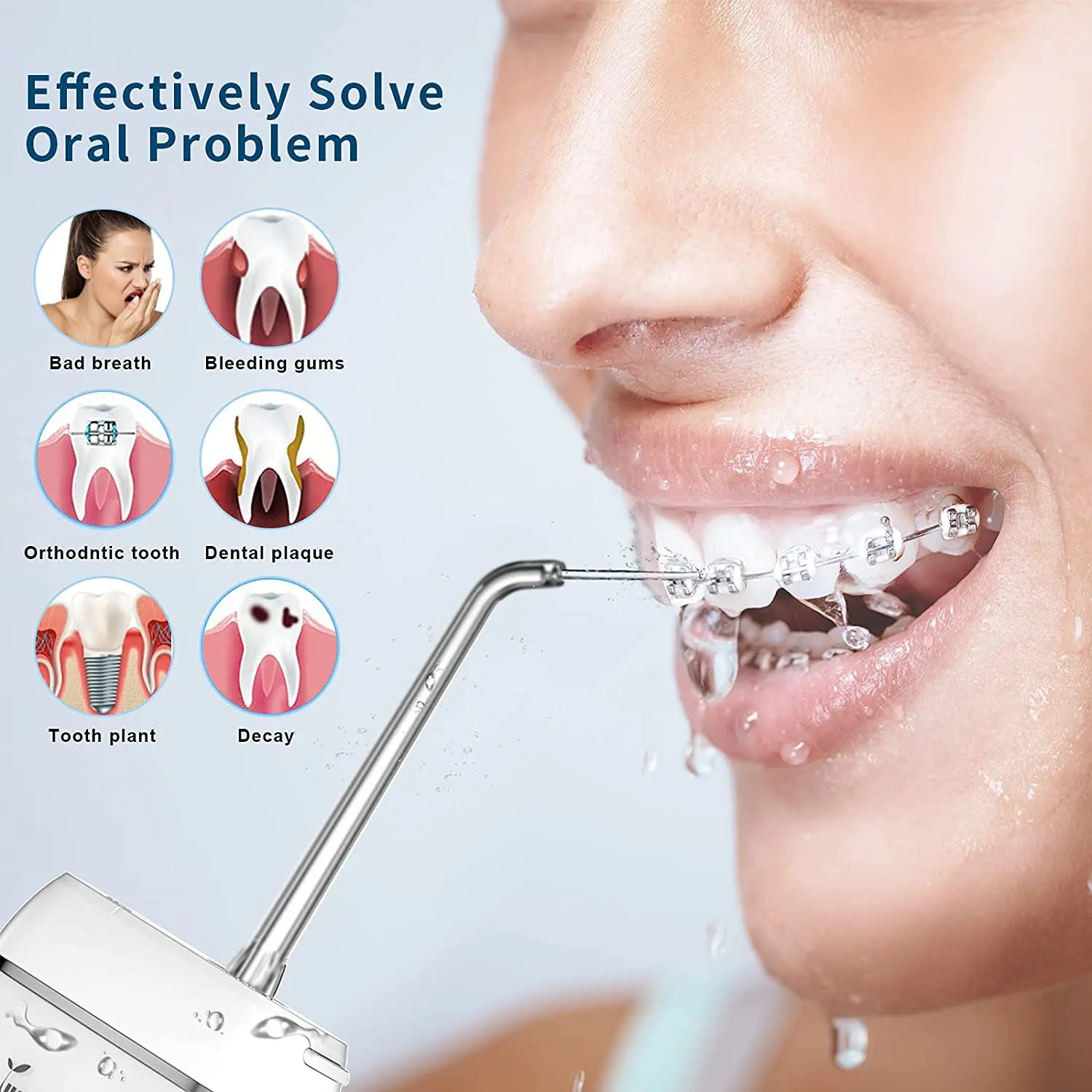 Portable Oral Irrigator Dental Water Jet 3 Modes Rechargeable 140ML Tank Water 4 Nozzles Waterproof Flosser For Teeth Whitening