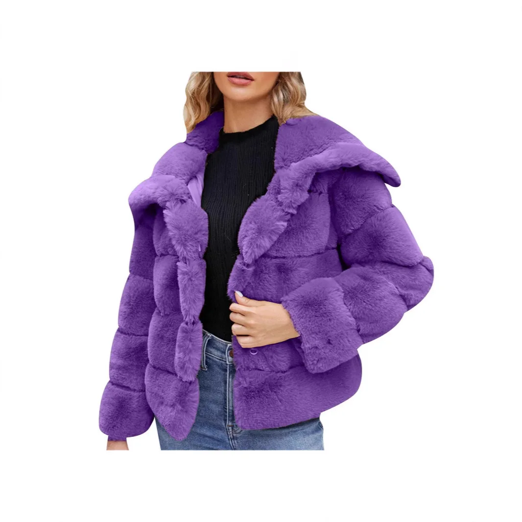 KIDCRKJ الشتاء النساء فو الفراء معطف سبليت التماس التلبيب طوق سيدة الفراء الاصطناعي سترة مزاجه شيك معطف فرو منك للإناث
