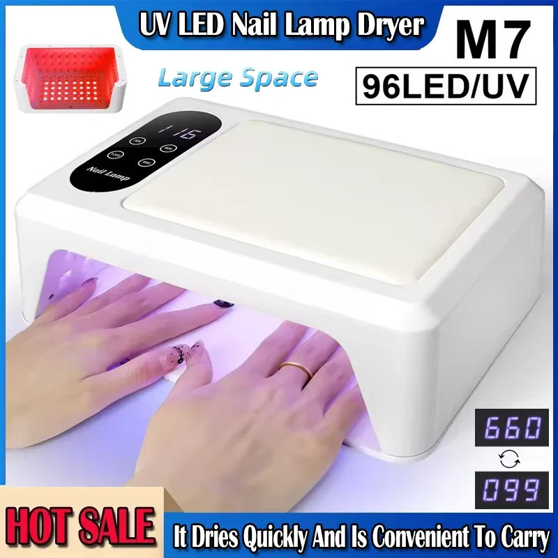 

Профессиональная 96 светодиодная лампа для ногтей, быстроотверждаемая УФ-сушилка для гель-лака для ногтей с 4 таймерами и датчиком, лампа для отверждения инструментов для маникюрного салона