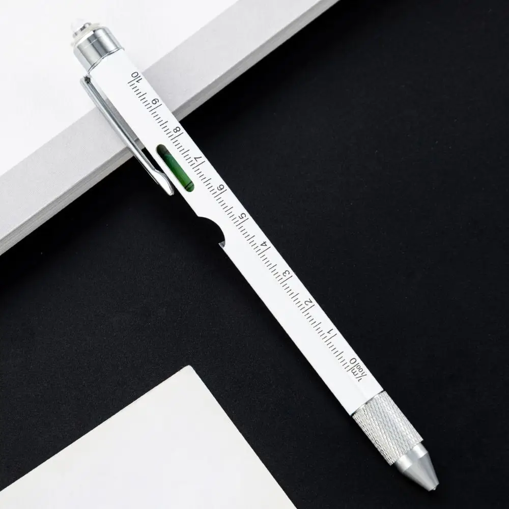 Ergonomic 9 in 1 Multi-function Tool Pen Portable DIY Ballpoint Pen Levelgauge LED Light Mini Cross Screwdriver Hand Tools