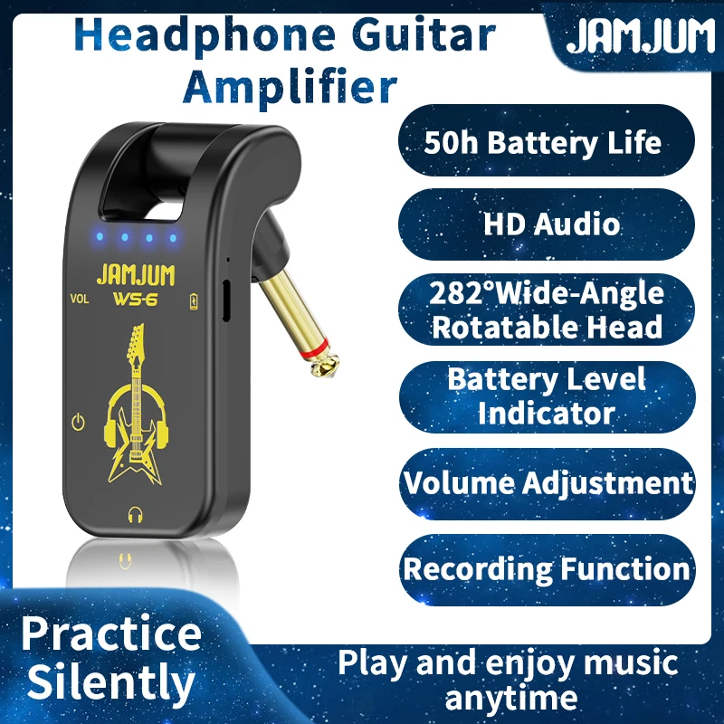 JAMJUM WS-6 Headphone Guitar Amp with Battery Display product image