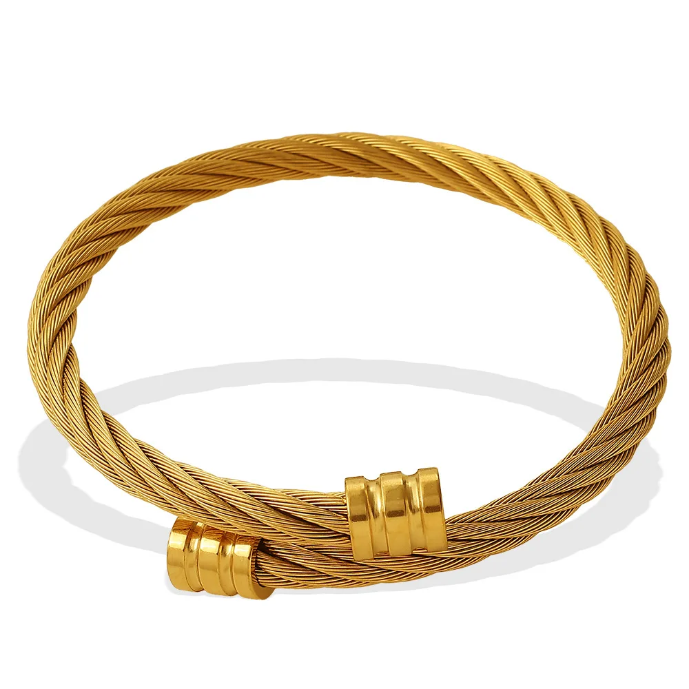 

Minimalist Open Elastic Titanium Steel Bangle, Fashion Wire Rope Wrist Bracelet Unisex Exquisite Party Jewelry