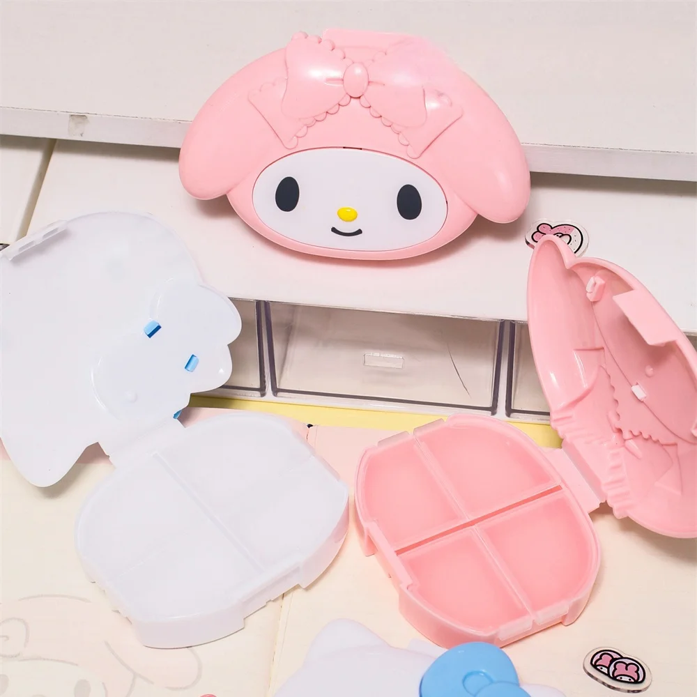 

Genuine Sanrio Hello Kitty My Melody Pill Box Portable Travel Medicine Organizer Cartoon Storage Container Women Girls Gifts