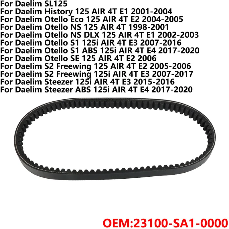 

Drive Belt Transfer Belt For Daelim S2 Freewing 125 125i Steezer 125i ABS AIR 4T E2 SL125 Otello 125 History 125 23100-SA1-0000