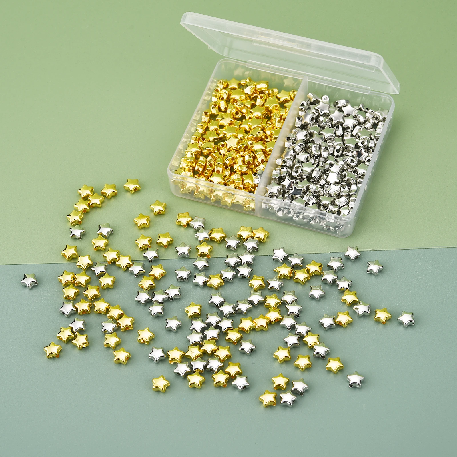 200-600pcs Golden Spacer Beads Set Assorted Round Heart Bead Star Silvery Beads For Jewelry Making DIY Bracelet Necklace Jewelry