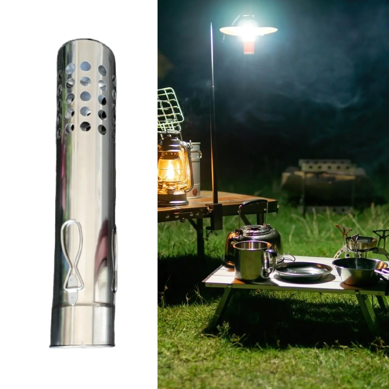 Outdoor Stove Chimney Pipe with Spark Arrestor Rainproof Windproof Cap for Tent Wood Stove Patio Winter Heating