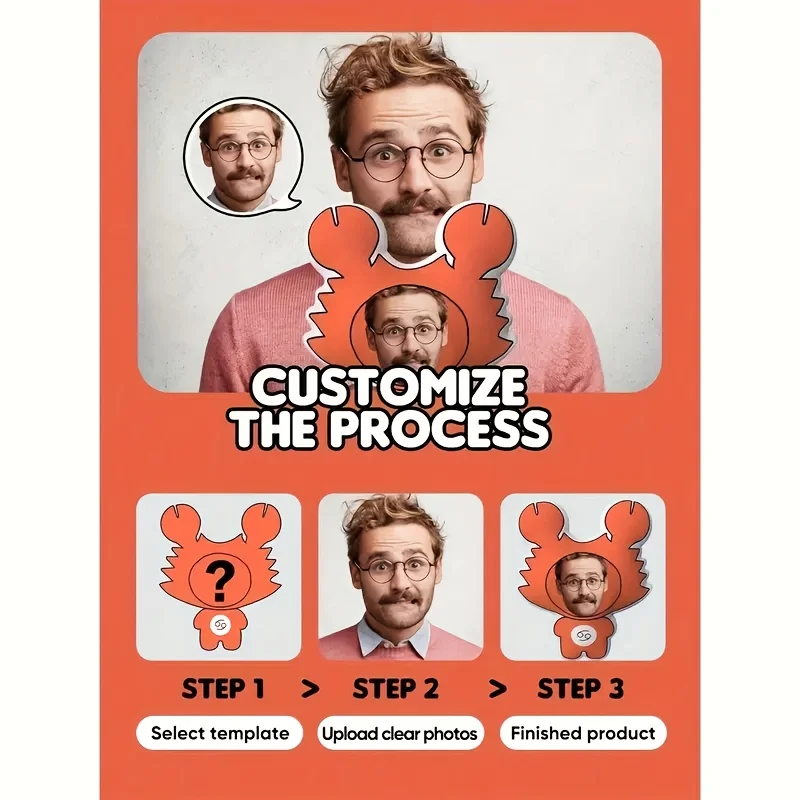 Customize a Humorous and Funny Crab Hug Pillow, Featuring a Personalized Face and Body Pattern Design with Double-sided Printing