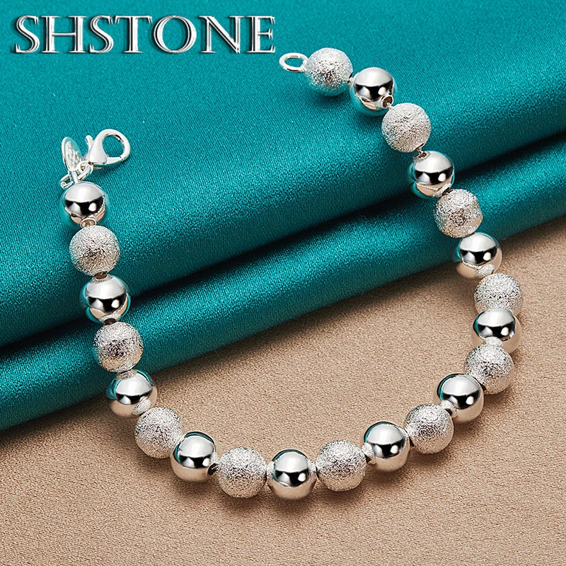 

SHSTONE 925 Sterling Silver Bracelets 8mm Smooth Matte Bead Bracelet For Women Party Engagement Wedding Fashion Jewelry Gifts