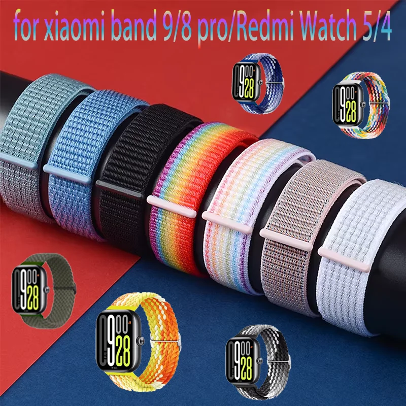 النايلون حلقة الفرقة لساعة Redmi 4 5 النسيج الأصلي مضفر سوار مريح معصمه ل Miband 9/8 برو Correa اكسسوارات