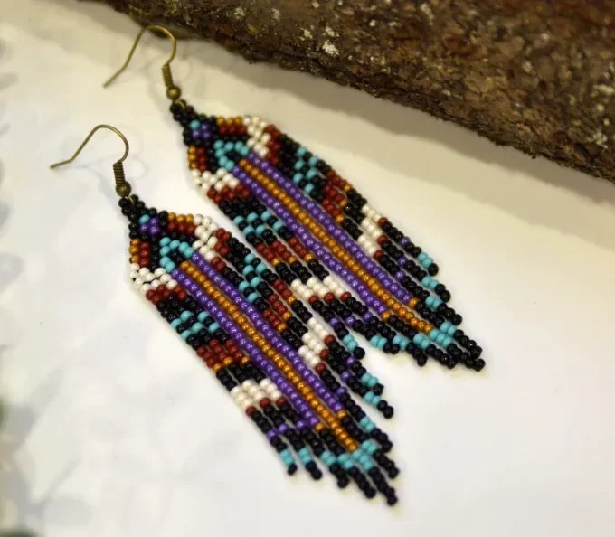 

Women's Bohemia Earrings With Tassel Geometric Hand-Knitted Retro Design Bead Jewelry for Women