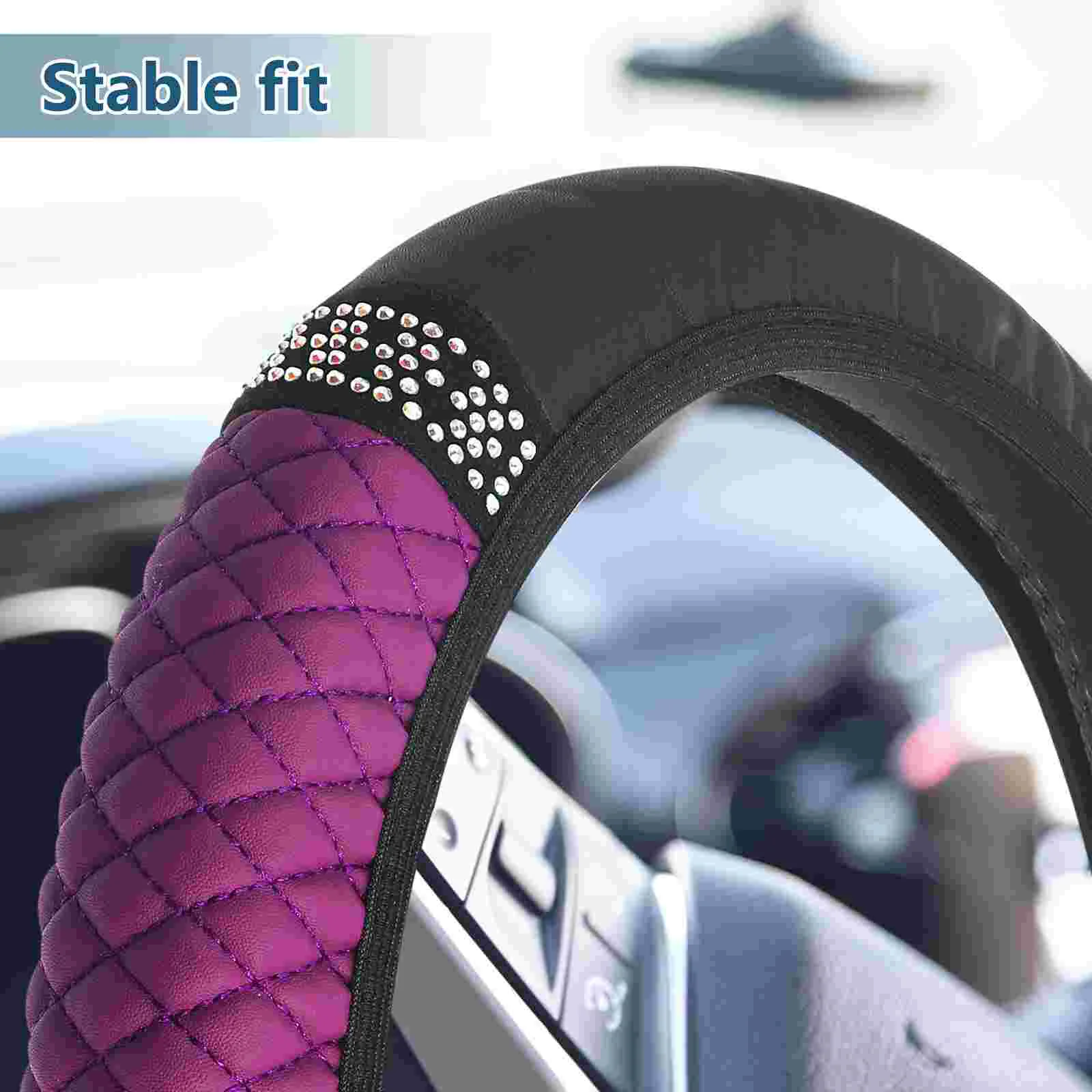 Steering Wheel Cover Covers Female For Car Embroidered Purple Cars Women\'s