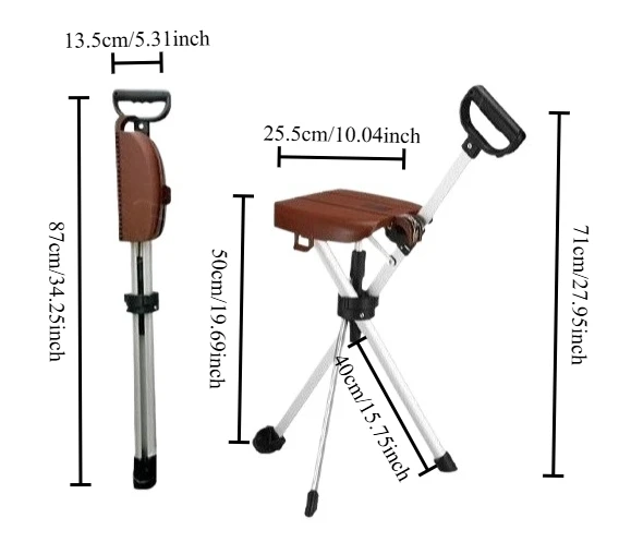 

Multifunctional Cane Stool Folding Cane Chair Elderly Cane Stool Light Non-slip Walking Mountaineering L Folding Disabled