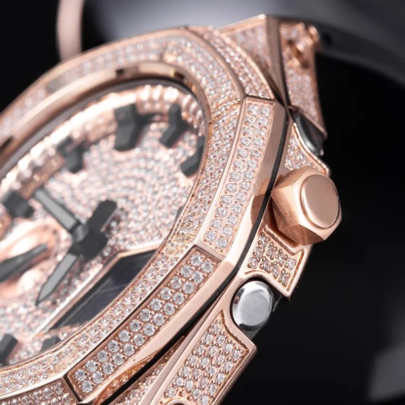 カシオ-g-shock時計ストラップセット,ダイヤモンドがちりばめられたダイヤル,ジルコニア付きケース,改造されたインナーシャドウサークル,ga2100