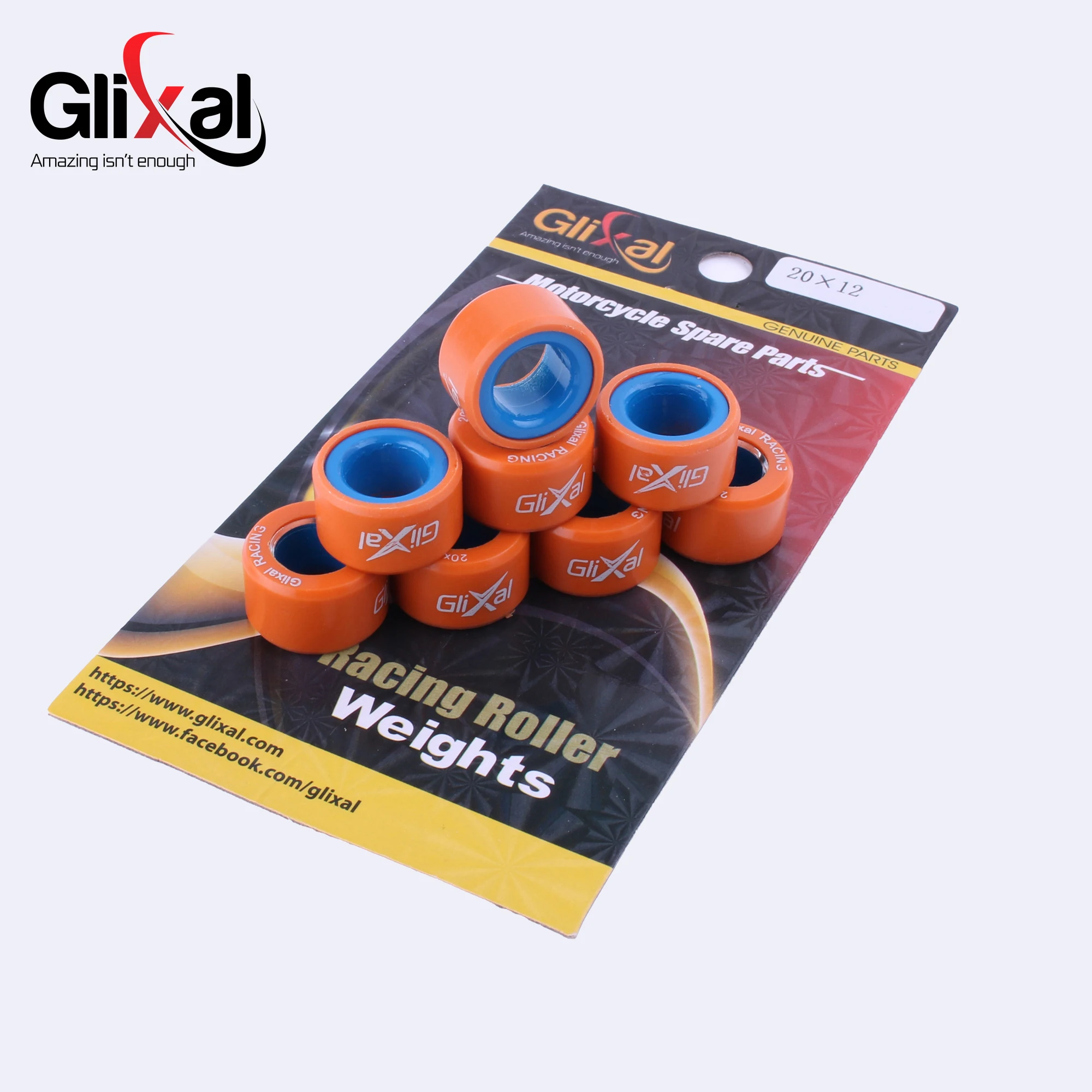 Glixal 20x12mm pesas de rodillo variador de carreras de alto rendimiento para Kymco LINHAI YAMAHA ROMET KAWASAKI Aprilia Scooter ATV (8 piezas)