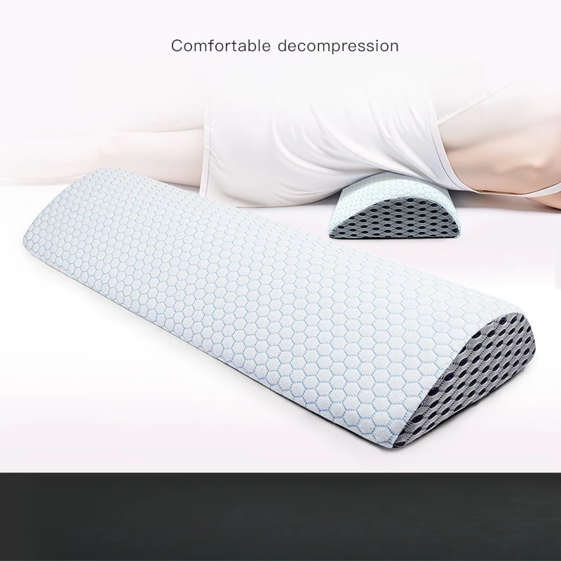 Memory Foam Lumbar Pillow for Sleeping - Ergonomic Bed Wedge Cushion with Breathable Cover, Back Support Waist Pad