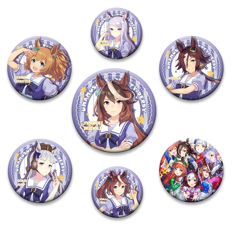 Uma Musume Pretty Derby Brooches Symboli Rudolf Tokai Teio Badge Anime Game Character Collect Pin for Fan Cosplay Accessory Gift