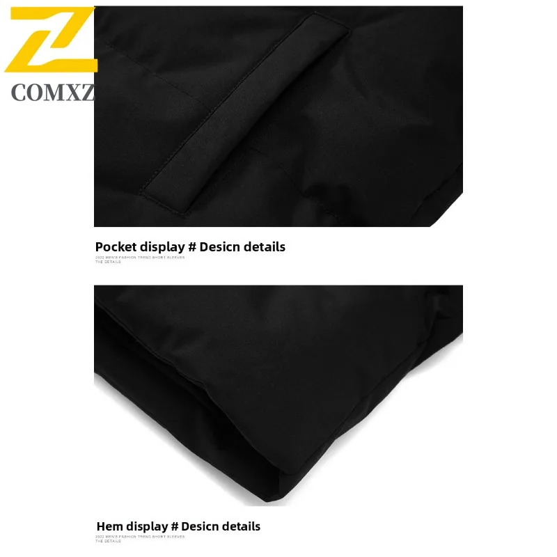 COMXZ Men Outdoor Windbreaker Winter Waterproof Windproof Cotton-Padded Coat Casual Streetwear with Thermal Lining  Long Jacket