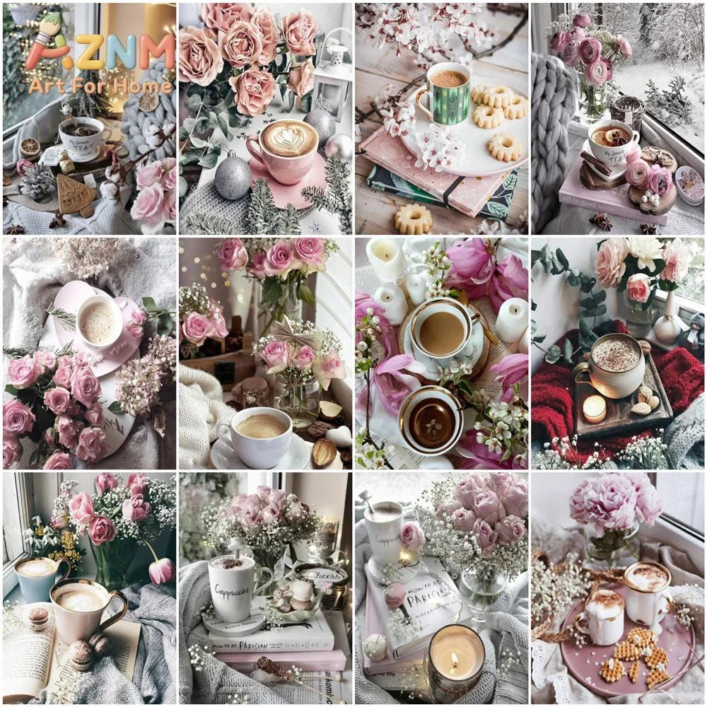 Photography Coffee - AZNM 아늑한 커피 로즈 캔버스 벽