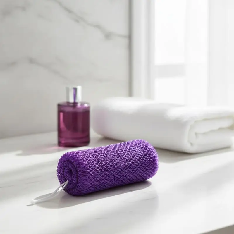 Quick Dry Body Scrubber Exfoliating Bath Sponge with Hanging Cord for Home Spa Shower Daily Skin Care Use