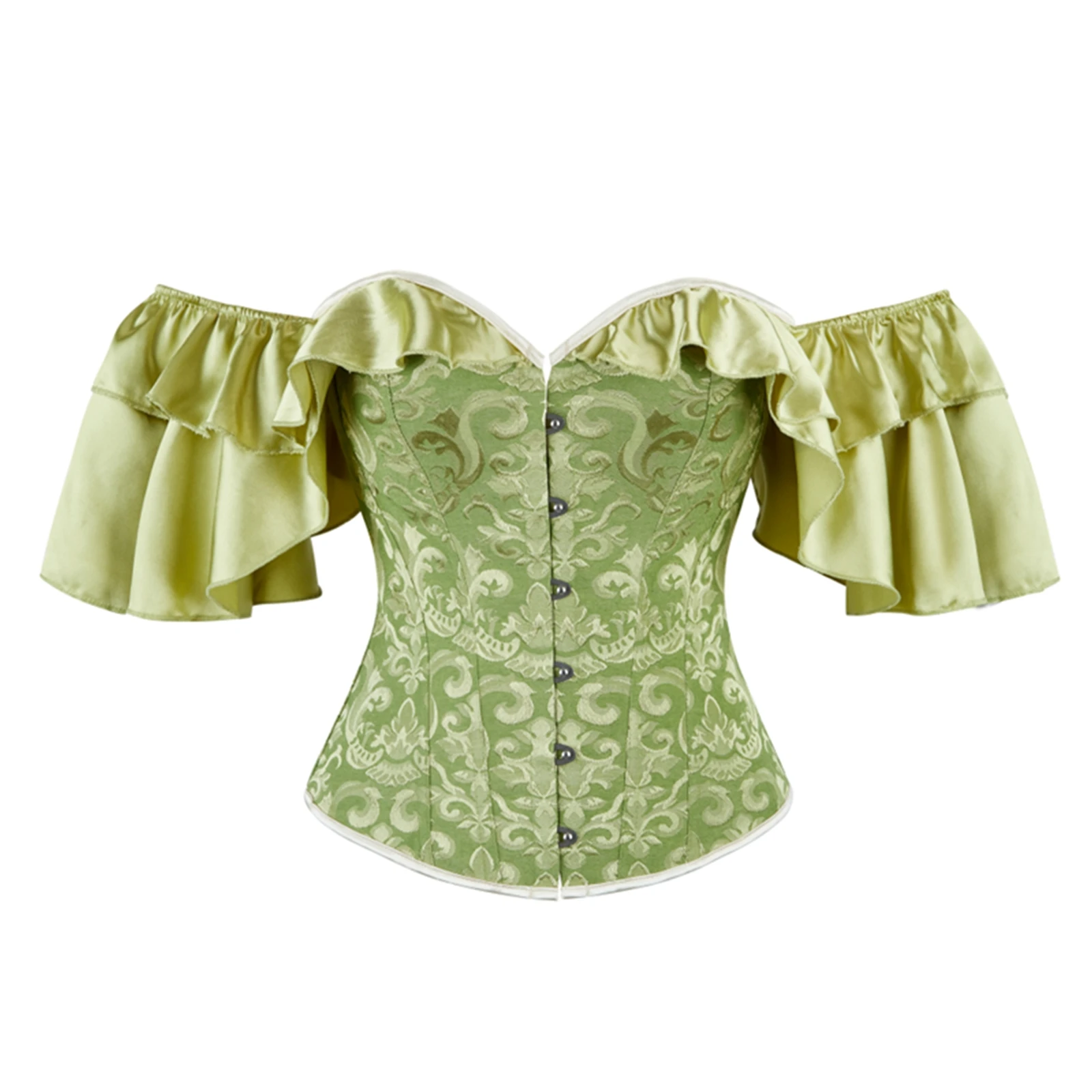 مشد نسائي بوستير بأزرار سفلية من الخلف مكشكش مكشوف الأكتاف لقضاء عطلة الشاطئ وحفلات الصيف والنشاط الخارجي ملابس الشارع