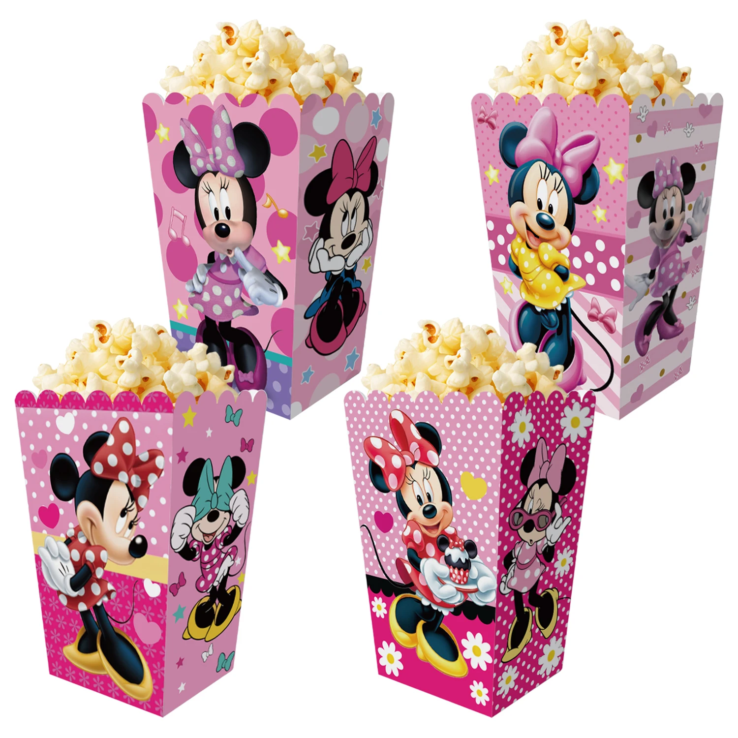 Minnie Mouse Party Popcorn Box Baby Bath Supplies Party Biscuit Box French Fries Box Candy Box Party Girls Birthday Food Box