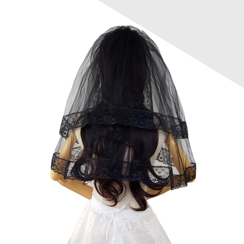 Black Veil for Cosplay Veils Wedding Bridal Dress Bride Photography Halloween Girl