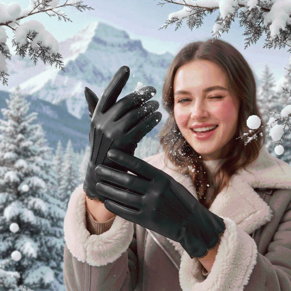 Fleece Lined Leather Gloves Korean Style Anti-splash Water Touchscreen Gloves Soft Texture Classic Black Warm Gloves Riding