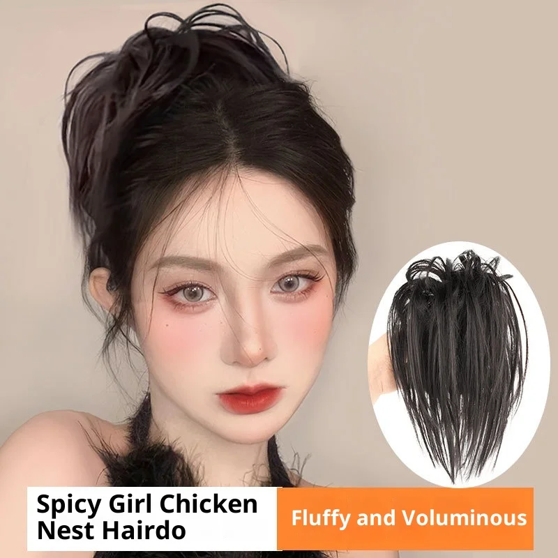 حظيرة الدجاج مشبك شعر مستعار كعكة ماتي ارتفاع درجة الحرارة الحرير الاصطناعية كسول كعكة الشعر أداة محاكاة الشعر الساخن فتاة شعر مستعار #1