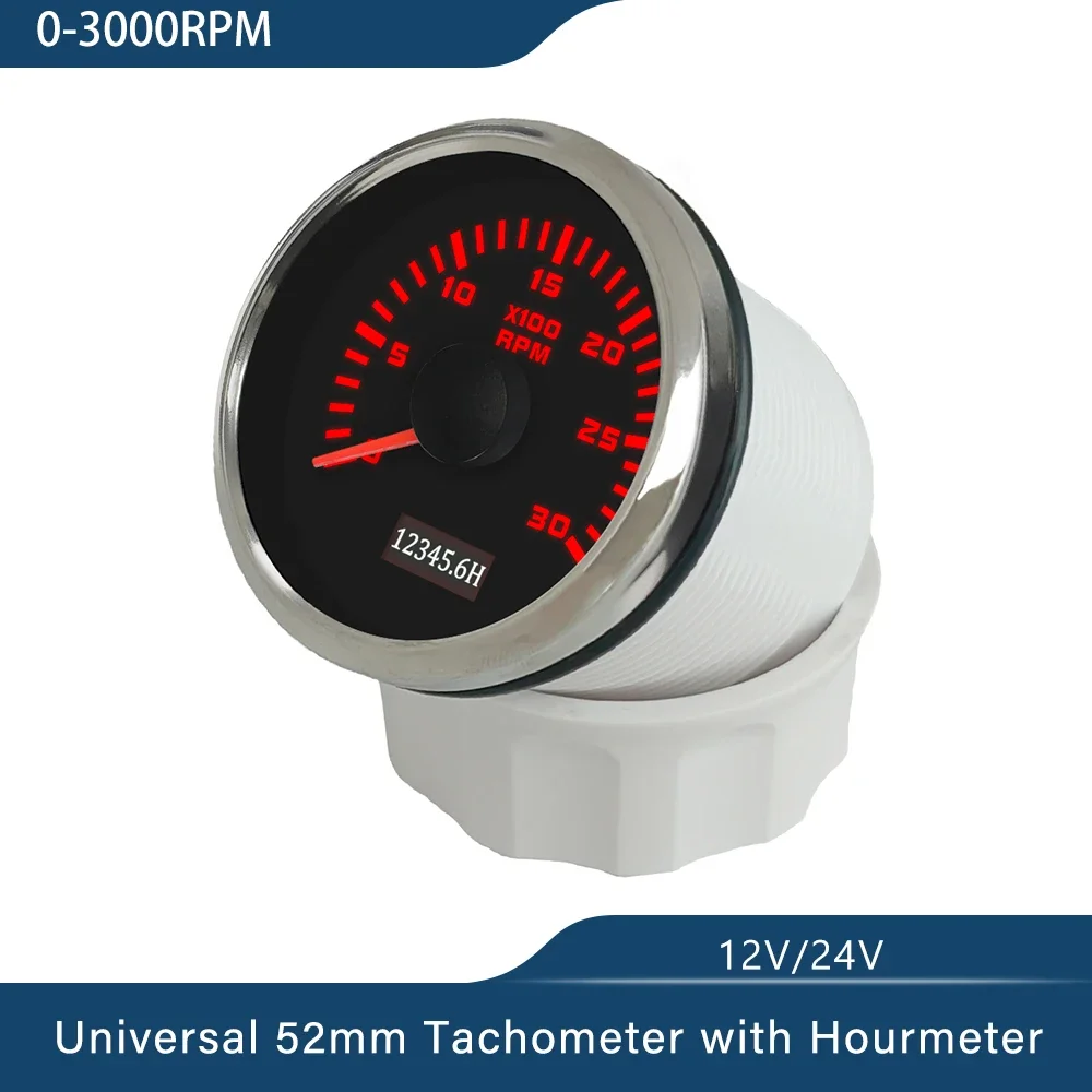 New Universal 52mm Tachometer RPM Meter 0-3000RPM 4000RPM 6000RPM 7000RPM 8000RPM with Red Backlight 9-30V for Car Boat Yacht